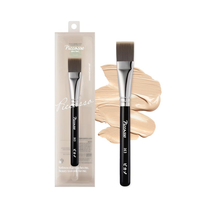 Piccasso 163 Foundation Brush – Dense Makeup Brush for Liquid & Cream Foundation, Soft Synthetic Bristles for Flawless Coverage and Face Makeup, Professional Korean Beauty Tool for Daily - Image 1